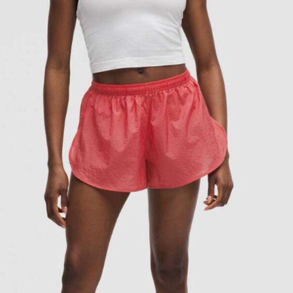Lululemon Dolphin-Hem Mid-Rise Running Short 3" - Desert Red - Picture 1 of 7